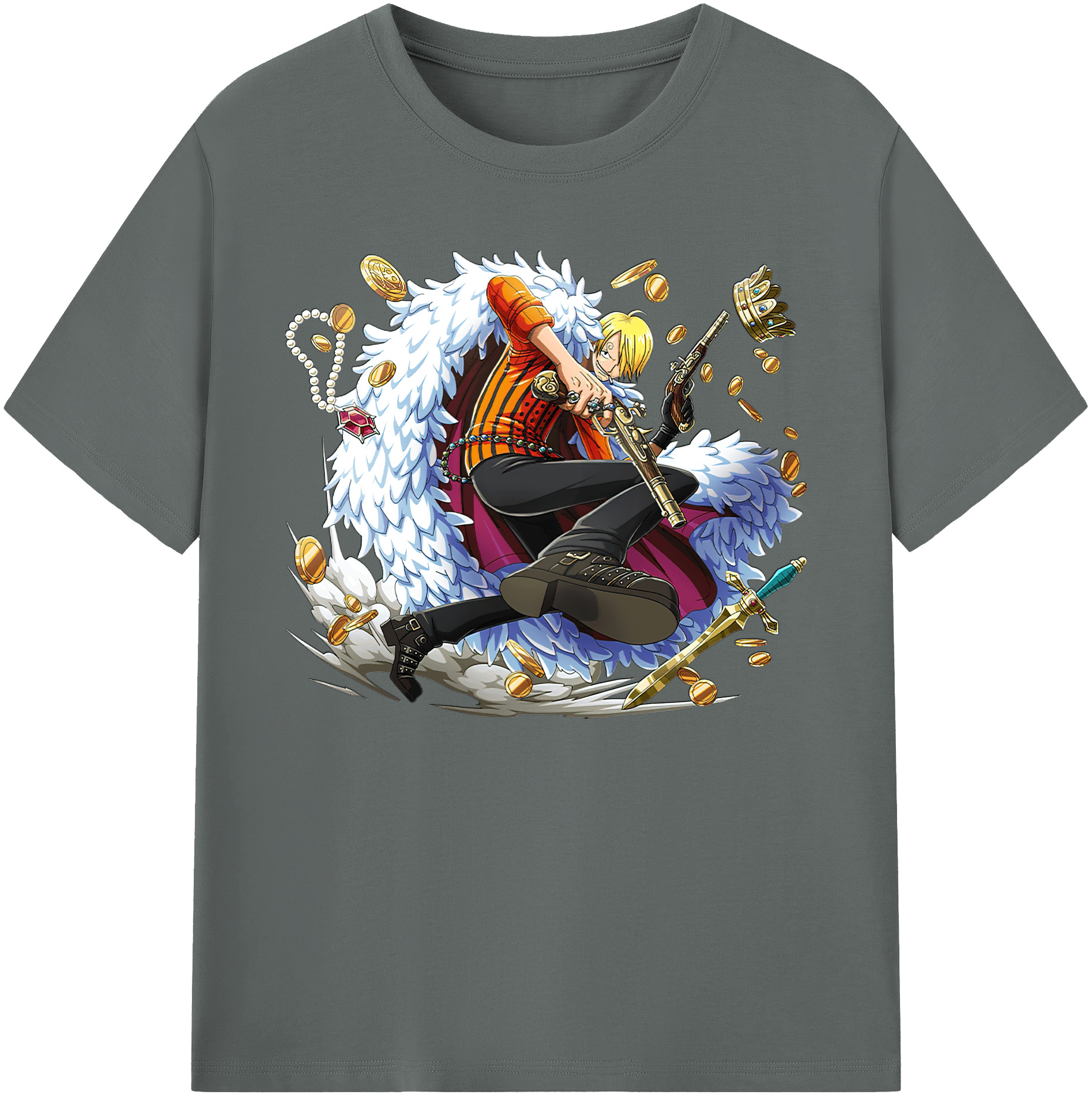 （画像用） ワンピース サンジ ONE PIECE Sanji 綿100％ メンズ半袖Tシャツ｜肌触りやわらか＆通気性